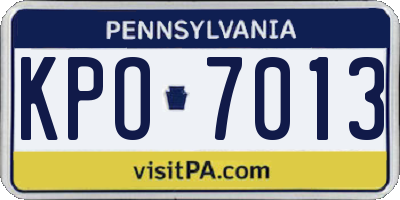 PA license plate KPO7013