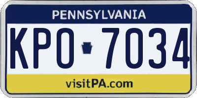 PA license plate KPO7034