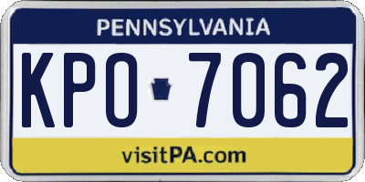 PA license plate KPO7062