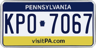 PA license plate KPO7067