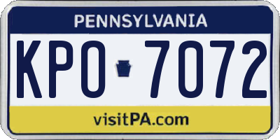 PA license plate KPO7072