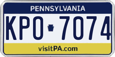 PA license plate KPO7074