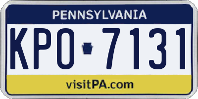 PA license plate KPO7131