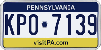 PA license plate KPO7139