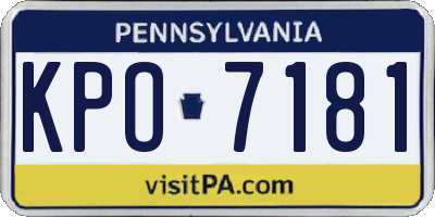 PA license plate KPO7181