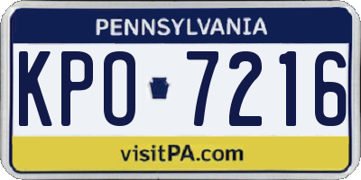 PA license plate KPO7216