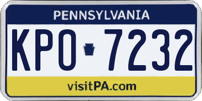 PA license plate KPO7232