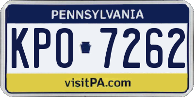 PA license plate KPO7262