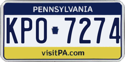 PA license plate KPO7274