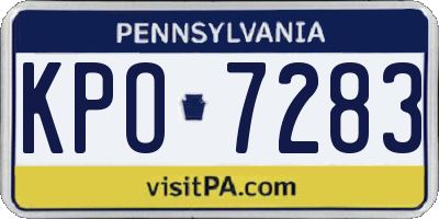 PA license plate KPO7283