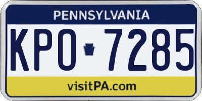 PA license plate KPO7285