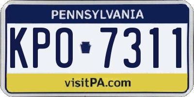 PA license plate KPO7311