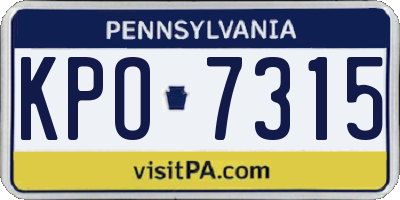 PA license plate KPO7315