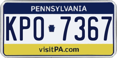 PA license plate KPO7367