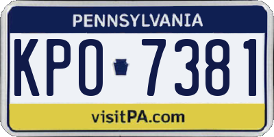PA license plate KPO7381