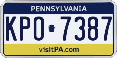 PA license plate KPO7387