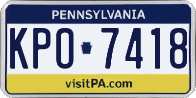 PA license plate KPO7418