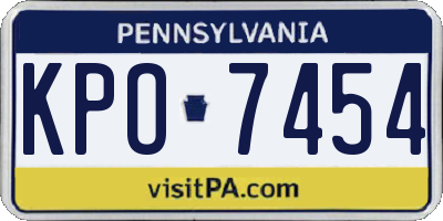 PA license plate KPO7454