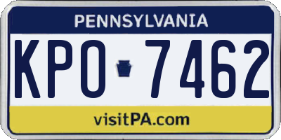 PA license plate KPO7462