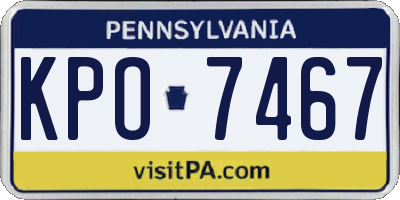 PA license plate KPO7467