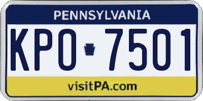 PA license plate KPO7501