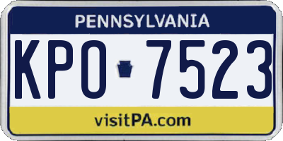 PA license plate KPO7523