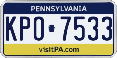 PA license plate KPO7533