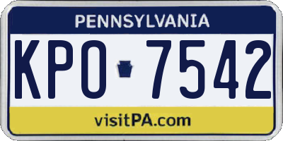 PA license plate KPO7542