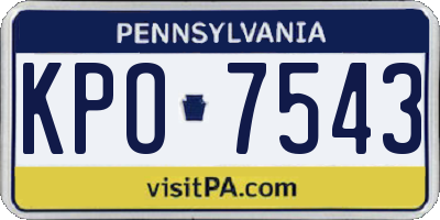 PA license plate KPO7543