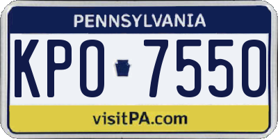 PA license plate KPO7550