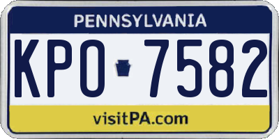 PA license plate KPO7582