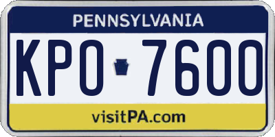 PA license plate KPO7600