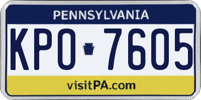 PA license plate KPO7605