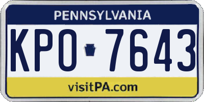 PA license plate KPO7643