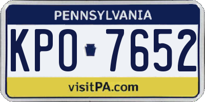 PA license plate KPO7652