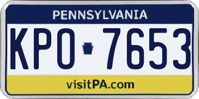 PA license plate KPO7653