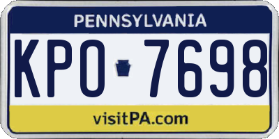 PA license plate KPO7698