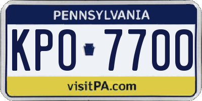PA license plate KPO7700