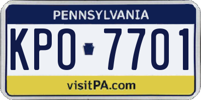 PA license plate KPO7701