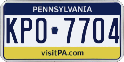 PA license plate KPO7704