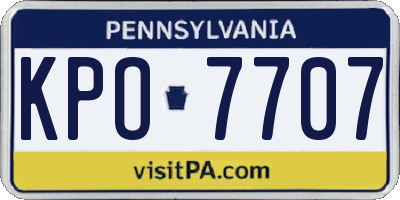 PA license plate KPO7707