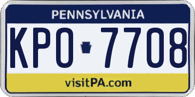 PA license plate KPO7708