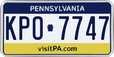PA license plate KPO7747