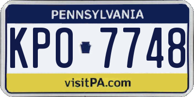PA license plate KPO7748