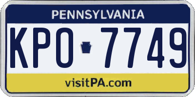 PA license plate KPO7749
