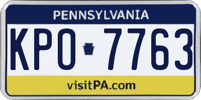PA license plate KPO7763