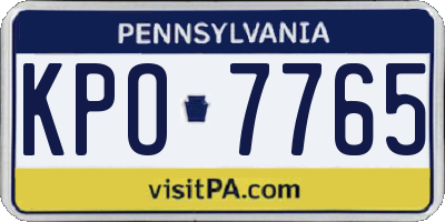 PA license plate KPO7765
