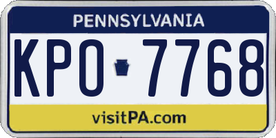 PA license plate KPO7768