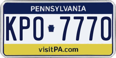 PA license plate KPO7770