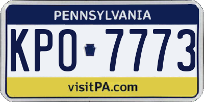 PA license plate KPO7773